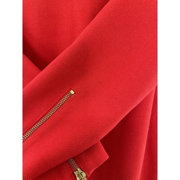 J Crew Dress Sheath Shift Exposed Zippers 3/4 Sleeve Boatneck Red Flaw Size 4 - Picture 9 of 15